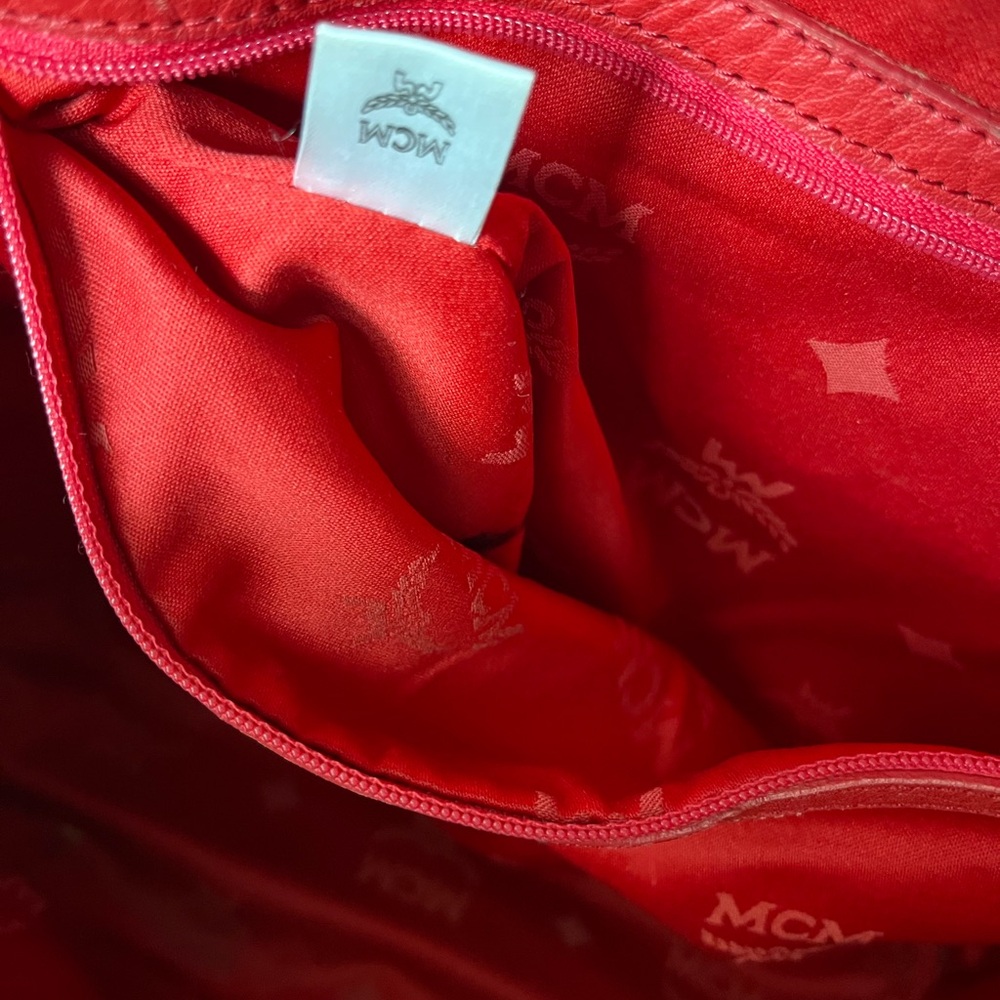 MCM Pink/Coral Logo Studded Backpack - Picture 14 of 16